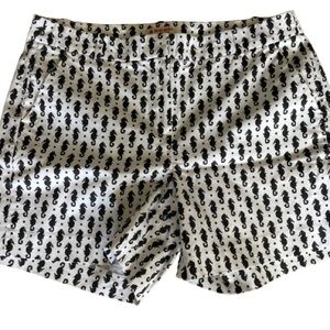 Brooks Brothers Black and White Seahorse Print Women's Shorts